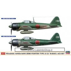 Hasegawa 1/72 Mitsubishi A6M2b/A6M3 Zero Fighter Type 21/22 Rabaul Ace Set Plastic Model Kit