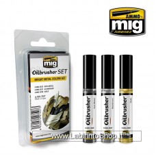 Ammo Mig Oilbrushes Set Mig-7507 Bright Metal Colors Set 