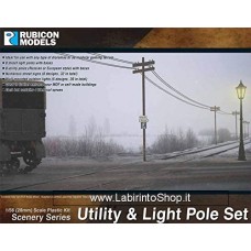 Rubicon Models 1/56 - 28mm Plastic Model Utility and Light Pole set