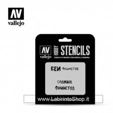 Vallejo Stencils - Scale 1/32 1/35 - 125 x 125 mm - St-AFV004 AFV Markings - Soviet Slogans WWII n.1