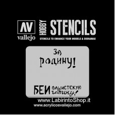 Vallejo Stencils - Scale 1/32 1/35 - 125 x 125 mm - St-AFV005 AFV Markings - Soviet Slogans WWII n.2