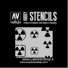Vallejo Stencils - 125 x 125 mm - St-SF005 Sci-Fi Fantasy - Radioactivity Signs