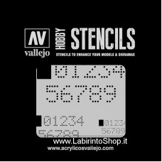 Vallejo Stencils - 125 x 125 mm - St-SF004 Sci-Fi Fantasy - Digital Numbers