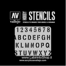 Vallejo Stencils - 125 x 125 mm - St-LET002 Lettering and Signs - Stamp Fonts