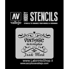 Vallejo Stencils - 125 x 125 mm - St-LET005 Lettering and Signs - Vintage Motorcycles Sign