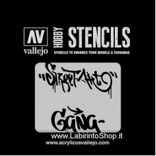 Vallejo Stencils - 125 x 125 mm - St-LET004 Lettering and Signs - Street Art 2