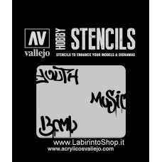 Vallejo Stencils - 125 x 125 mm - St-Let003 Lettering And Signs - Street Art 1