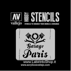Vallejo Stencils - 125 x 125 mm - St-LET001 Lettering and Signs - Vintage Garage Sign