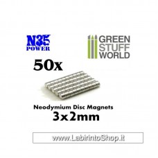 Green Stuff World Neodymium Magnets 3mm x2 mm - 50 units