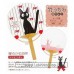 Kiki's Delivery Service Mini Bamboo Fan Uchiwa w/Envelope Black Cat Jiji Ghibli