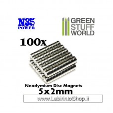 Green Stuff World Neodymium Magnets 5x2 mm - 100 units (N35)