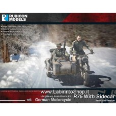 Rubicon Models 1/56 - 28mm Plastic Model Kit German Motorcycle R75 with Sidecar (ETO)