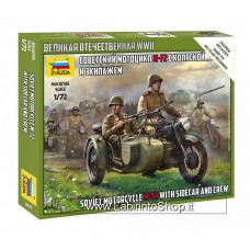 ZVEZDA 1/72 Soviet Motorcycle M-72 With Sidecar and Crew