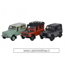 Oxford 1/76 Land Rover Defender Heritage Set 3 Cars